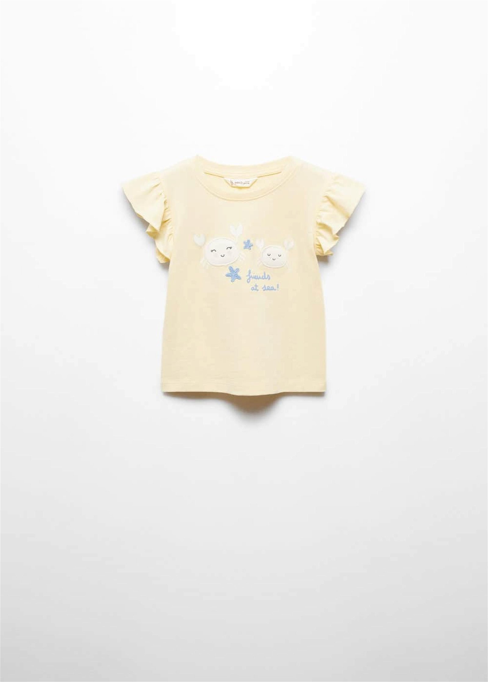 Mango Çocuk Fırfırlı Desenli Tişört Sari