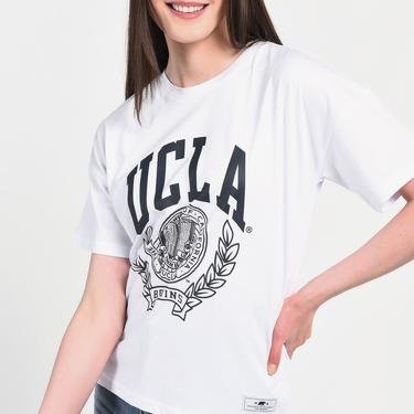  Ucla Avalon Kadın Beyaz Bisiklet Yaka T-Shirt