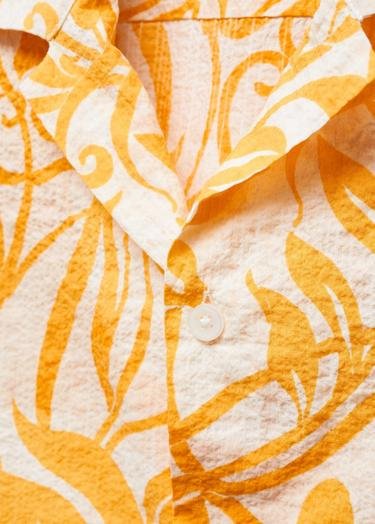  Mango Erkek Desenli Dokulu Pamuklu Gömlek Sari