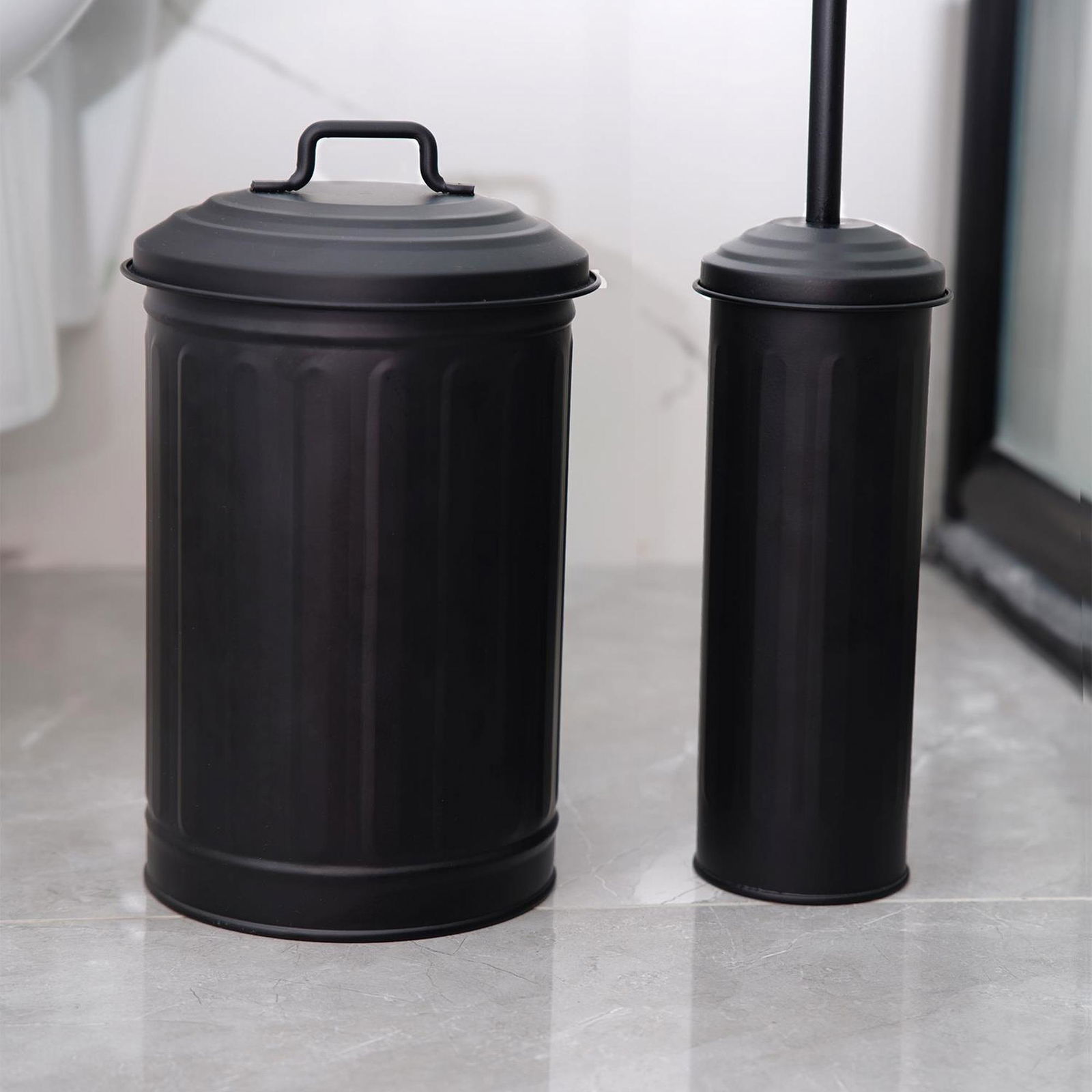 The Mia Çöp Kovası & Tuvalet Fırçası Seti Siyah MGL0059