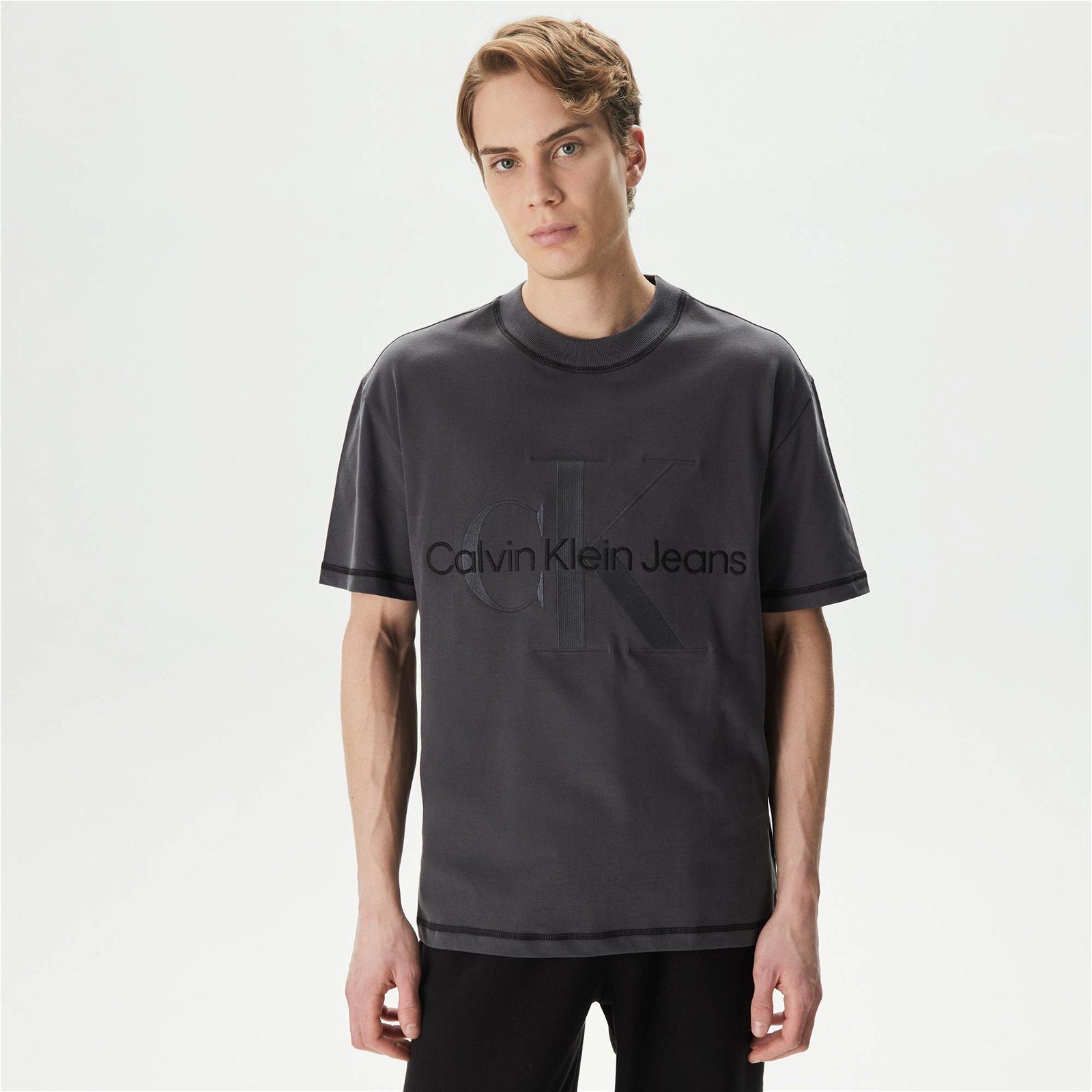 Calvin Klein Jeans Monologo Erkek Gri T-shirt