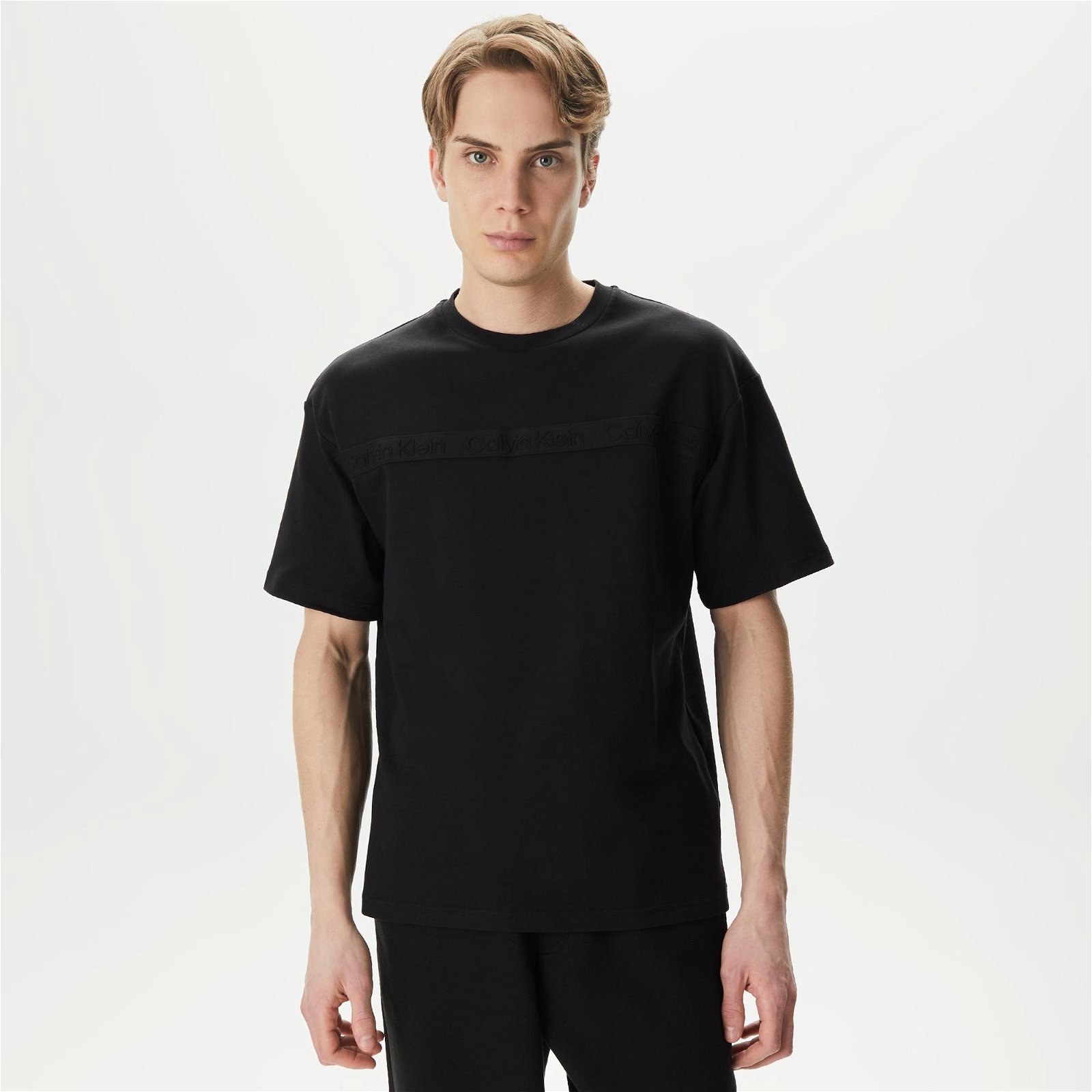 Calvin Klein Logo Tape Erkek Siyah T-Shirt