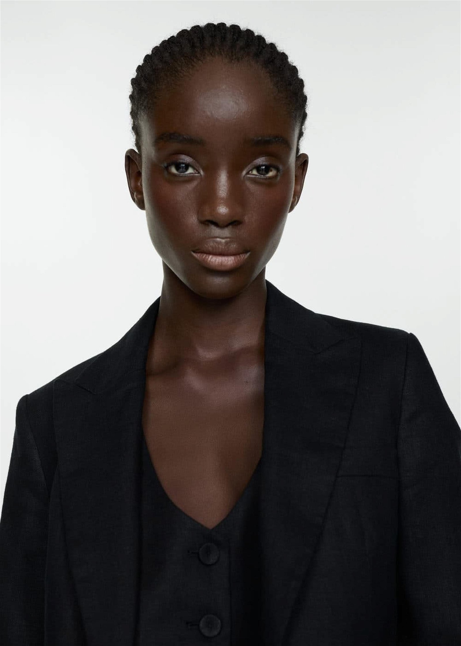 Mango Kadın %100 Keten Kumaş Blazer Ceket Siyah