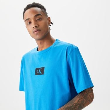  Calvin Klein Kısa Kollu Crew Neck Erkek Mavi T-Shirt