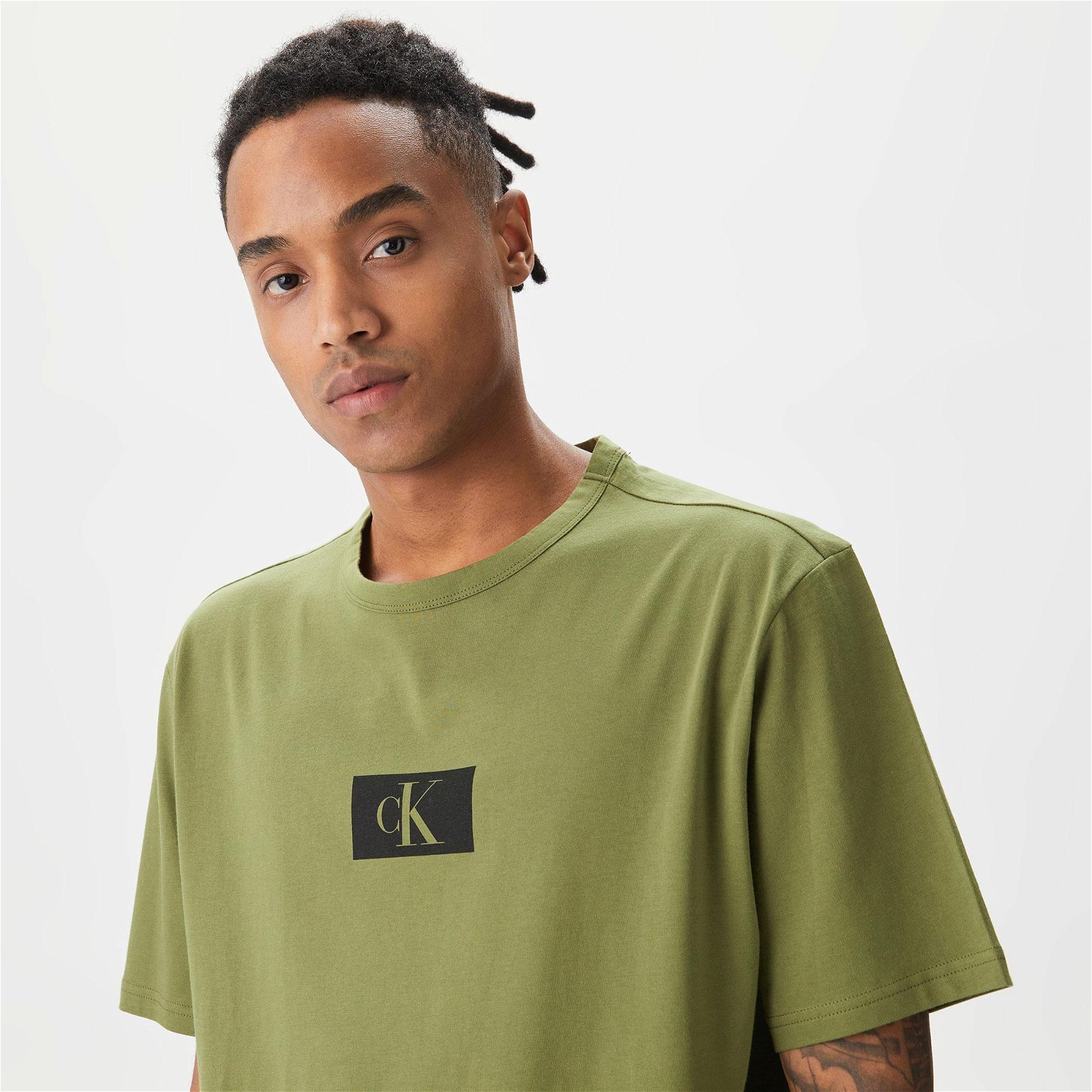 Calvin Klein Kısa Kollu Crew Neck Erkek Yeşil T-Shirt
