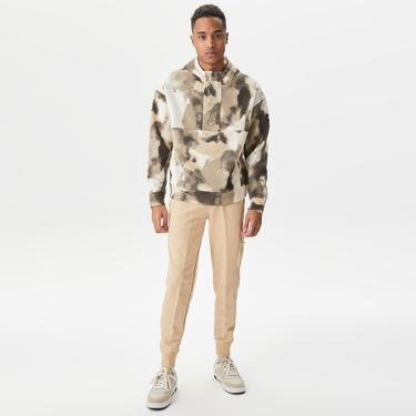  Calvin Klein All-Over-Print Erkek Bej Sweatshirt
