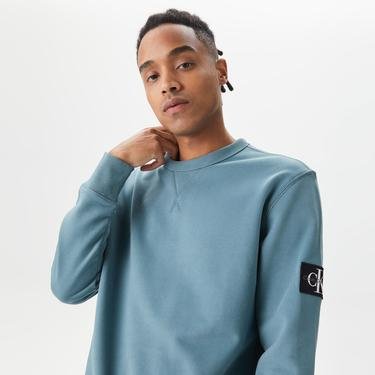  Calvin Klein Jeans Monologo Badge Erkek Mavi Sweatshirt
