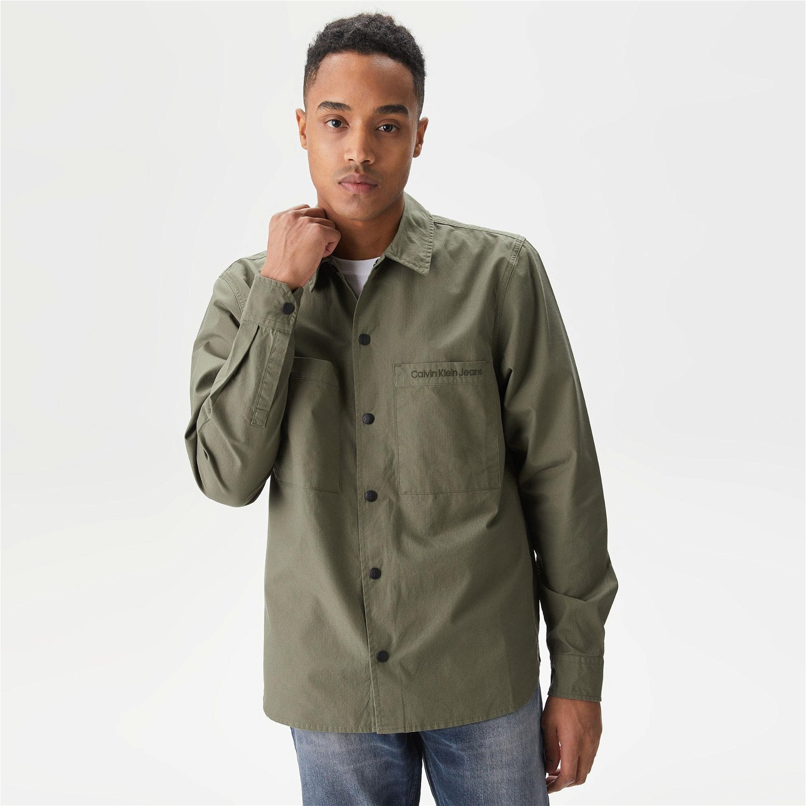 Calvin Klein Jeans Core Essentials Erkek Yeşil Gömlek
