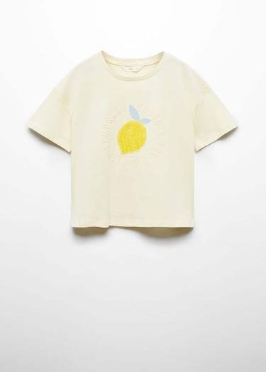  Mango Çocuk Desenli Pamuklu Tişört Sari