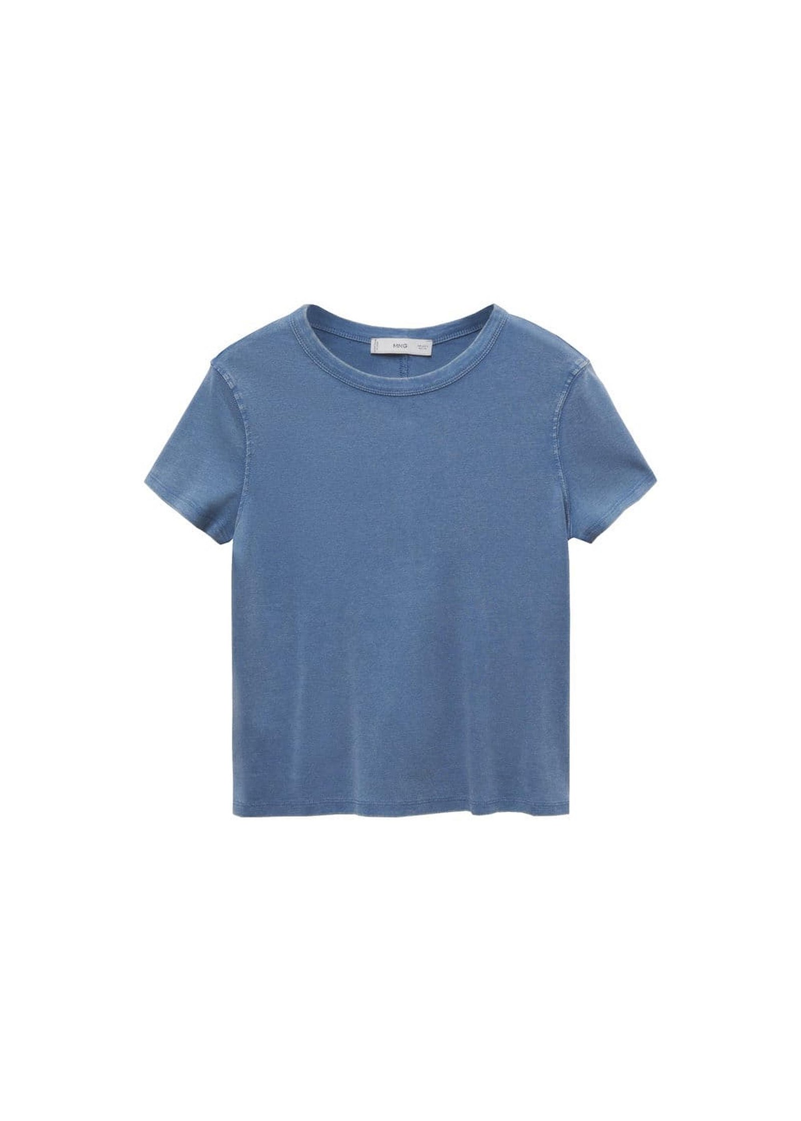 Mango Kadın %100 Pamuklu Tişört Mavi