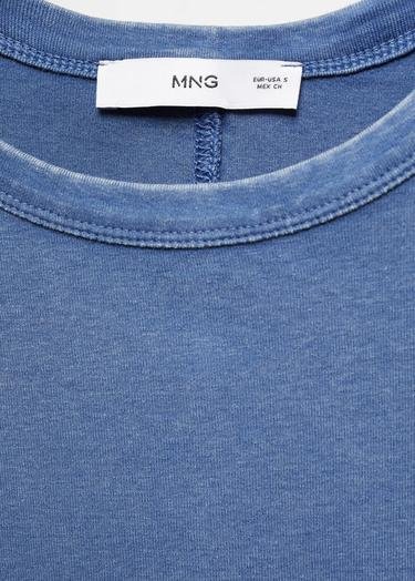  Mango Kadın %100 Pamuklu Tişört Mavi