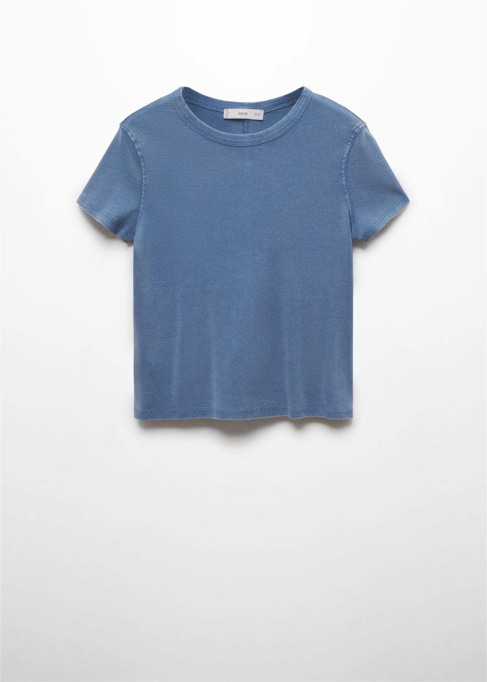 Mango Kadın %100 Pamuklu Tişört Mavi