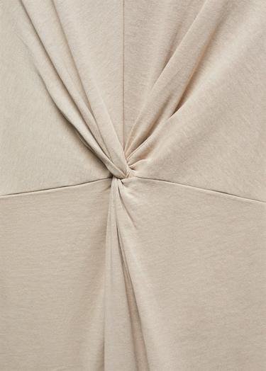  Mango Kadın Düğümlü Pamuklu Elbise Açık/Pastel Gri