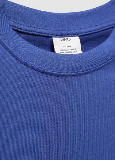  Mango Erkek %100 Pamuklu Rahat Kesim Basic Tişört Mürekkep Mavisi