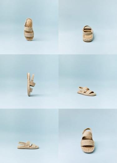  Mango Çocuk Cırt Cırtlı Sandalet Bej