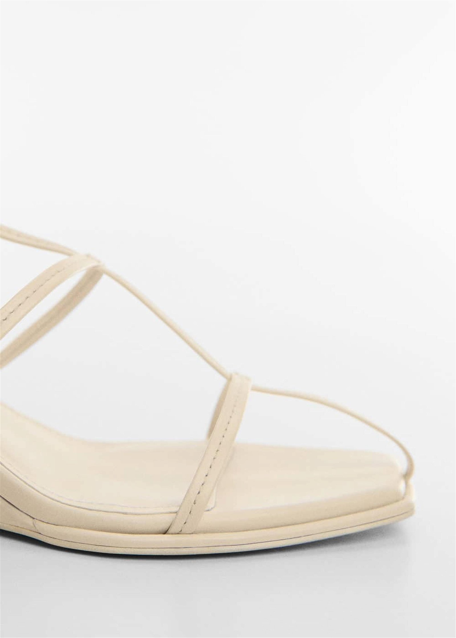 Mango Kadın Deri Bantlı Sandalet Beyaz