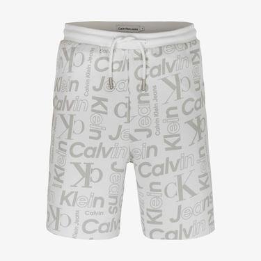  Calvin Klein Jeans Logo All-Over-Print Çocuk Beyaz Şort