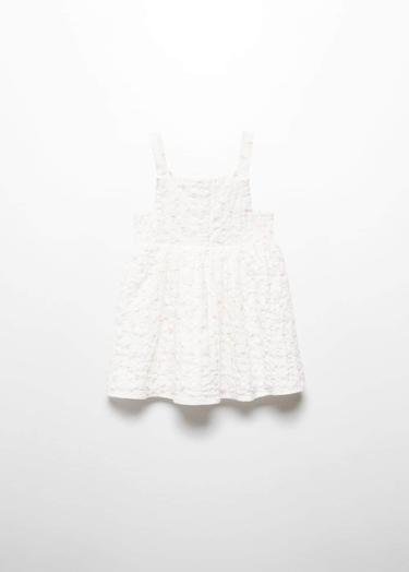  Mango Çocuk Desenli Pamuklu Elbise Kırık Beyaz