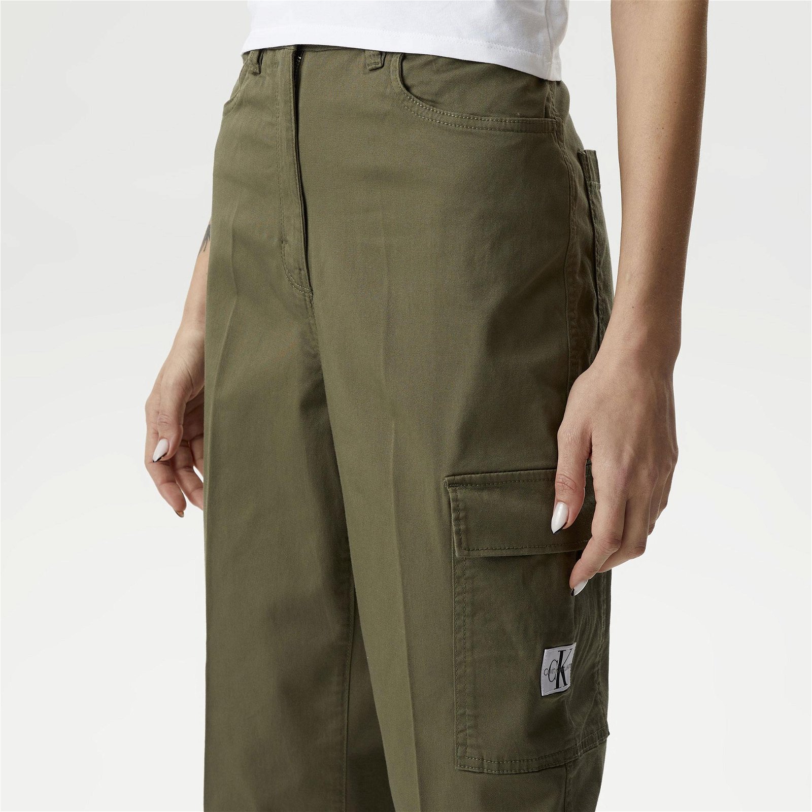 Calvin Klein Jeans Woven Label Kadın Yeşil Pantolon