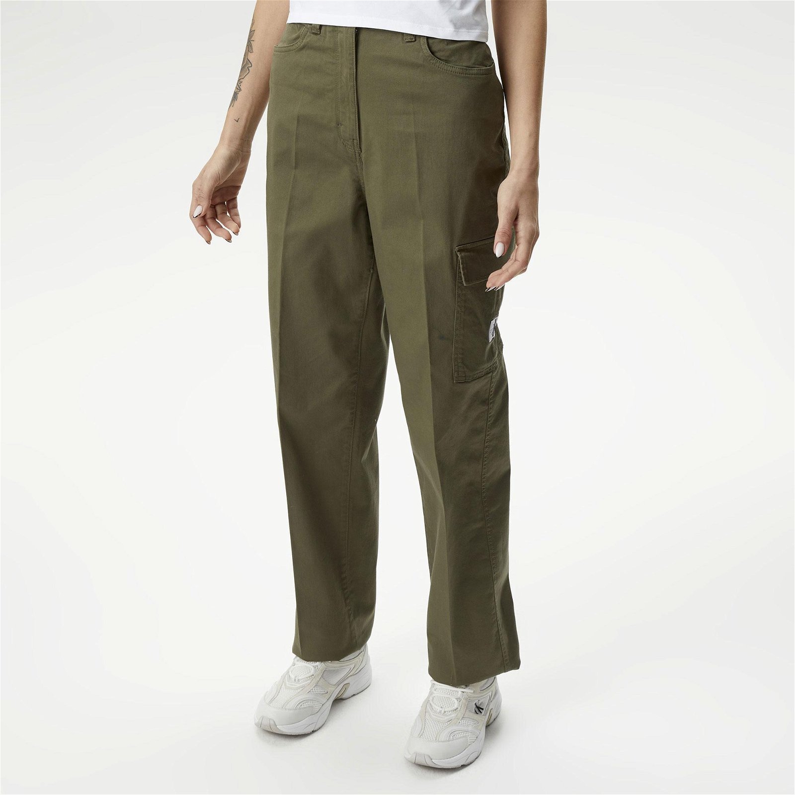 Calvin Klein Jeans Woven Label Kadın Yeşil Pantolon