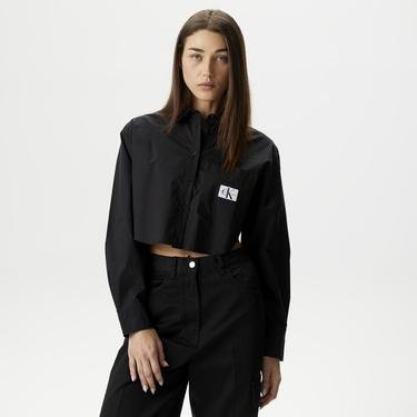  Calvin Klein Jeans Woven Label Kadın Siyah Gömlek