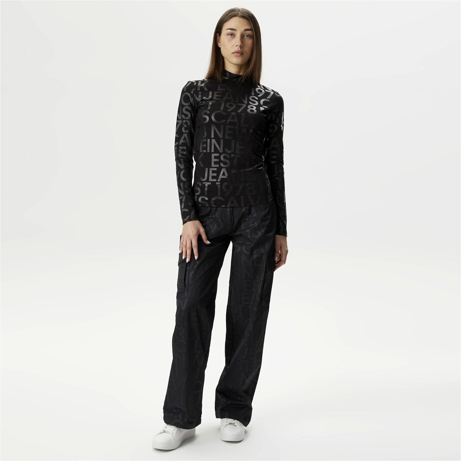 Calvin Klein Jeans Black And White Kadın Siyah Bluz