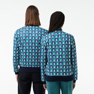  Lacoste Unisex Regular Fit Fermuarlı Desenli Renkli Sweatshirt