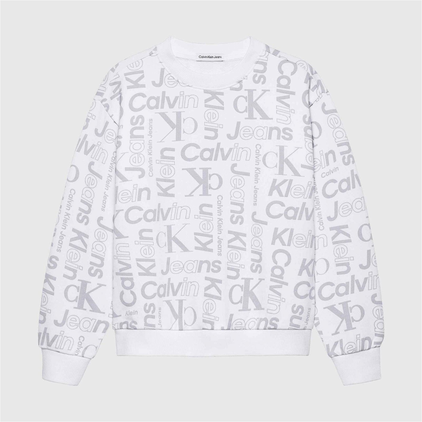 Calvin Klein Jeans Logo All-Over-Print Çocuk Beyaz T-Shirt