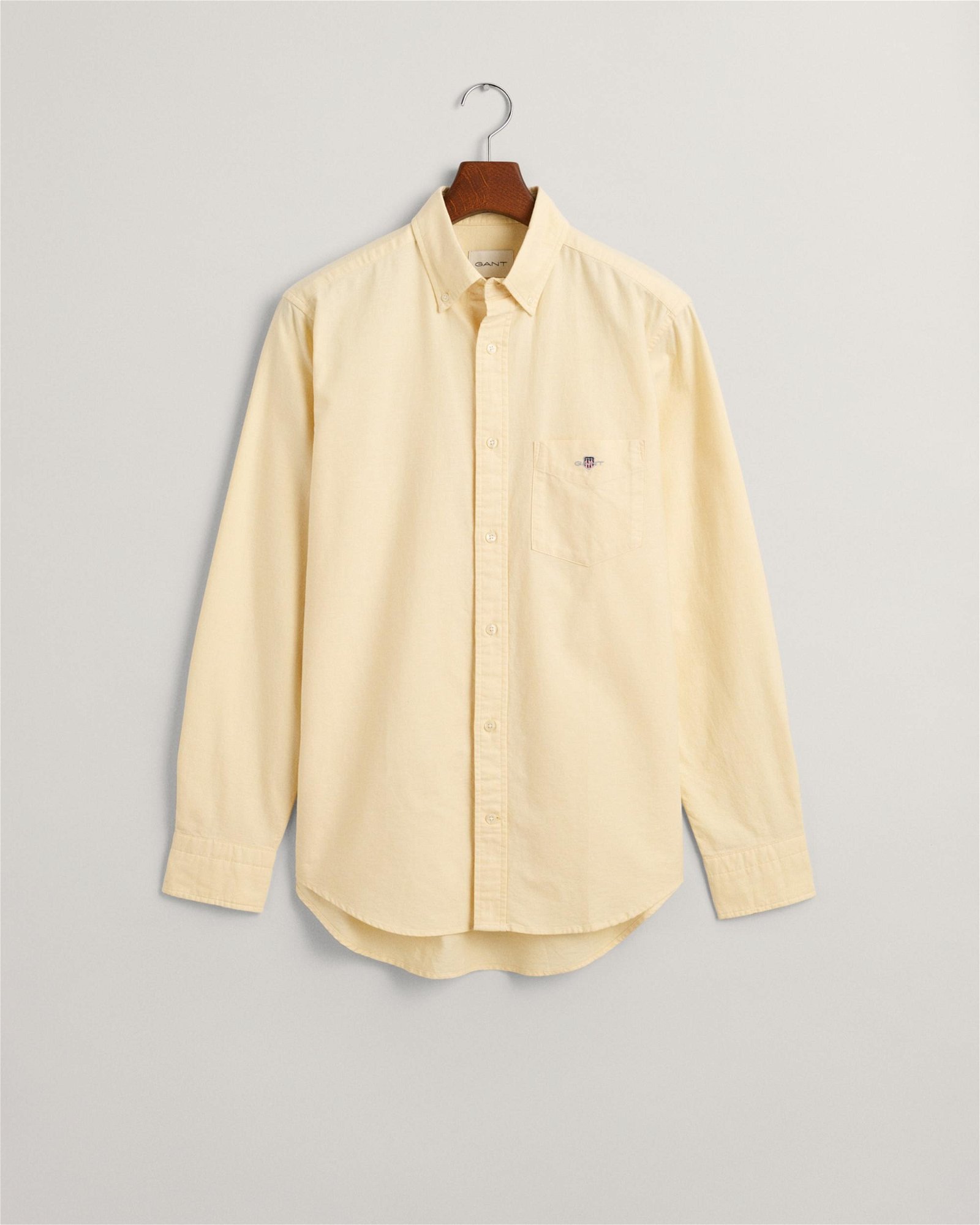 GANT Erkek Sarı Regular Fit Düğmeli Yaka Logolu Oxford Gömlek