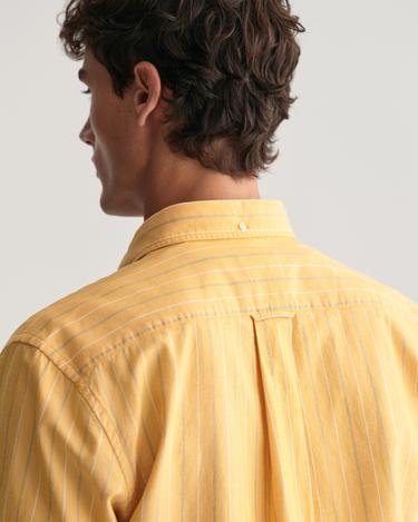 GANT Erkek Sarı Regular Fit Düğmeli Yaka Çizgili Oxford Gömlek