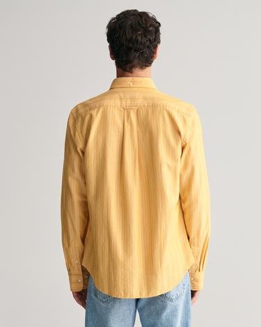  GANT Erkek Sarı Regular Fit Düğmeli Yaka Çizgili Oxford Gömlek