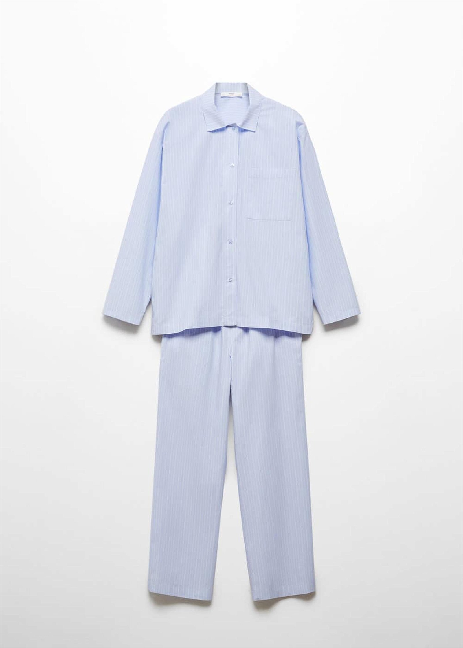 Mango Kadın İki Parçalı Pamuklu Pijama Mavi