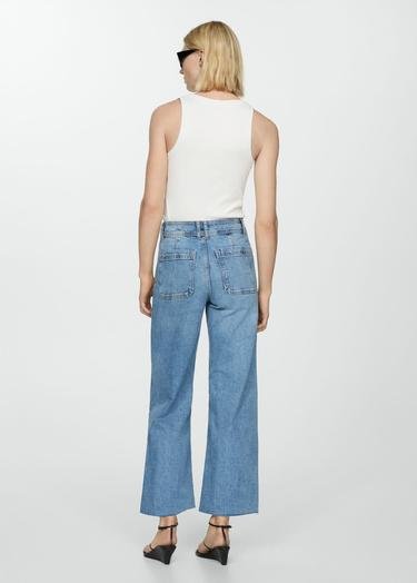  Mango Kadın Catherin Yüksek Belli Culotte Jean Pantolon Donuk Mavi