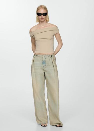  Mango Kadın Süper Wideleg Jean Pantolon Orta Vintage Mavi
