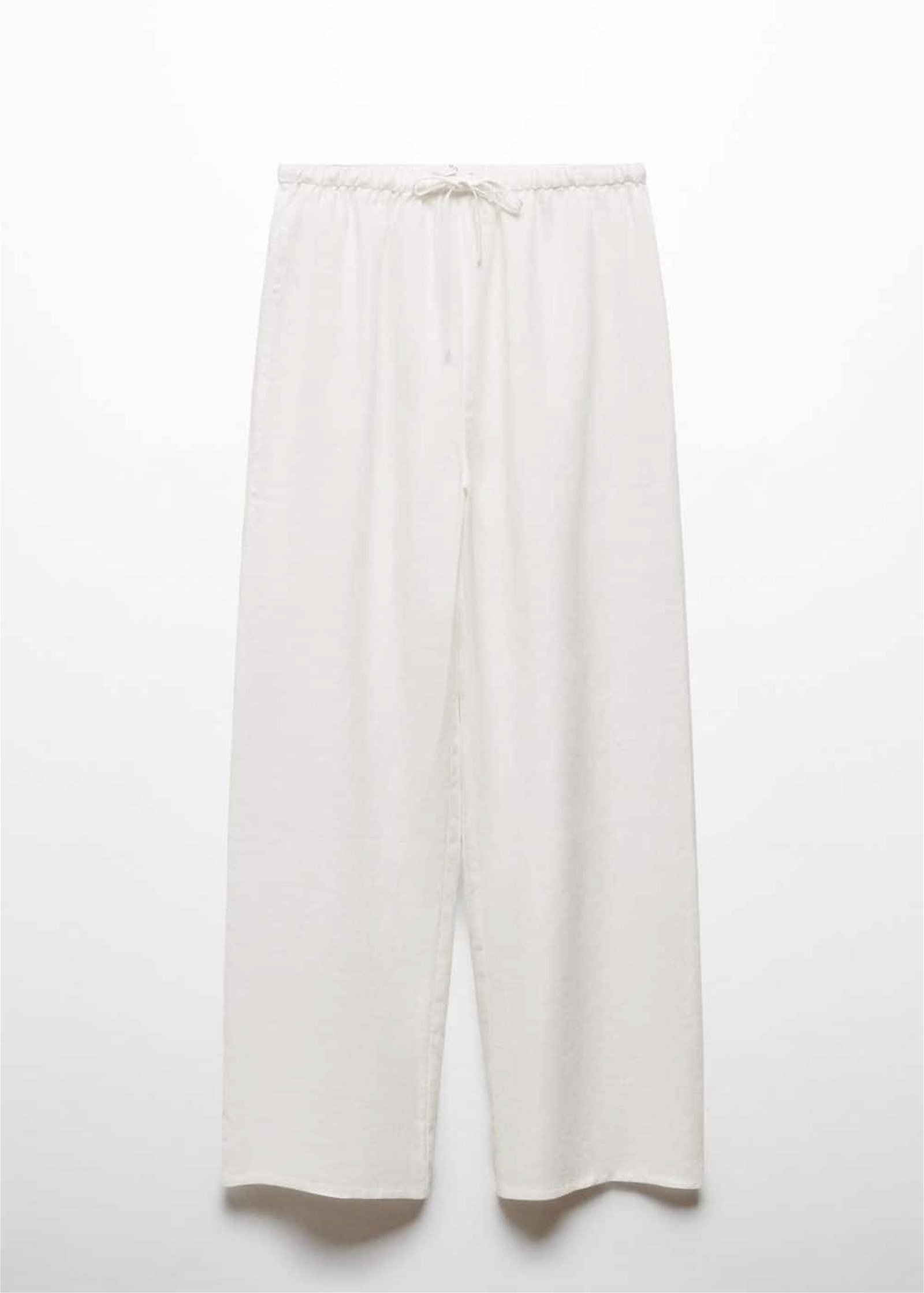Mango Kadın %100 Keten Pijama Pantolon Beyaz