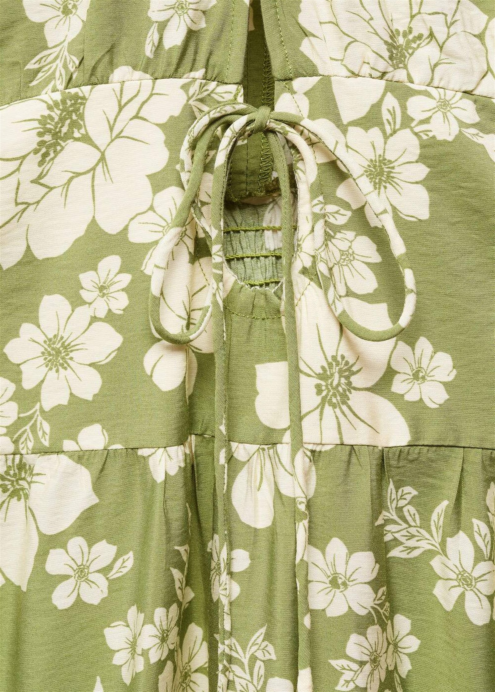 Mango Kadın Desenli Cut-out Detaylı Elbise Yeşil