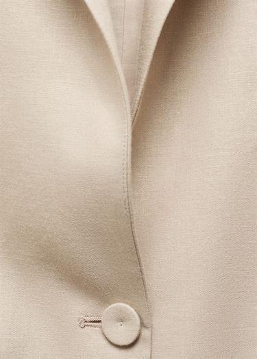  Mango Kadın Manşetleri Düğmeli Keten Blazer Ceket Açık/Pastel Gri