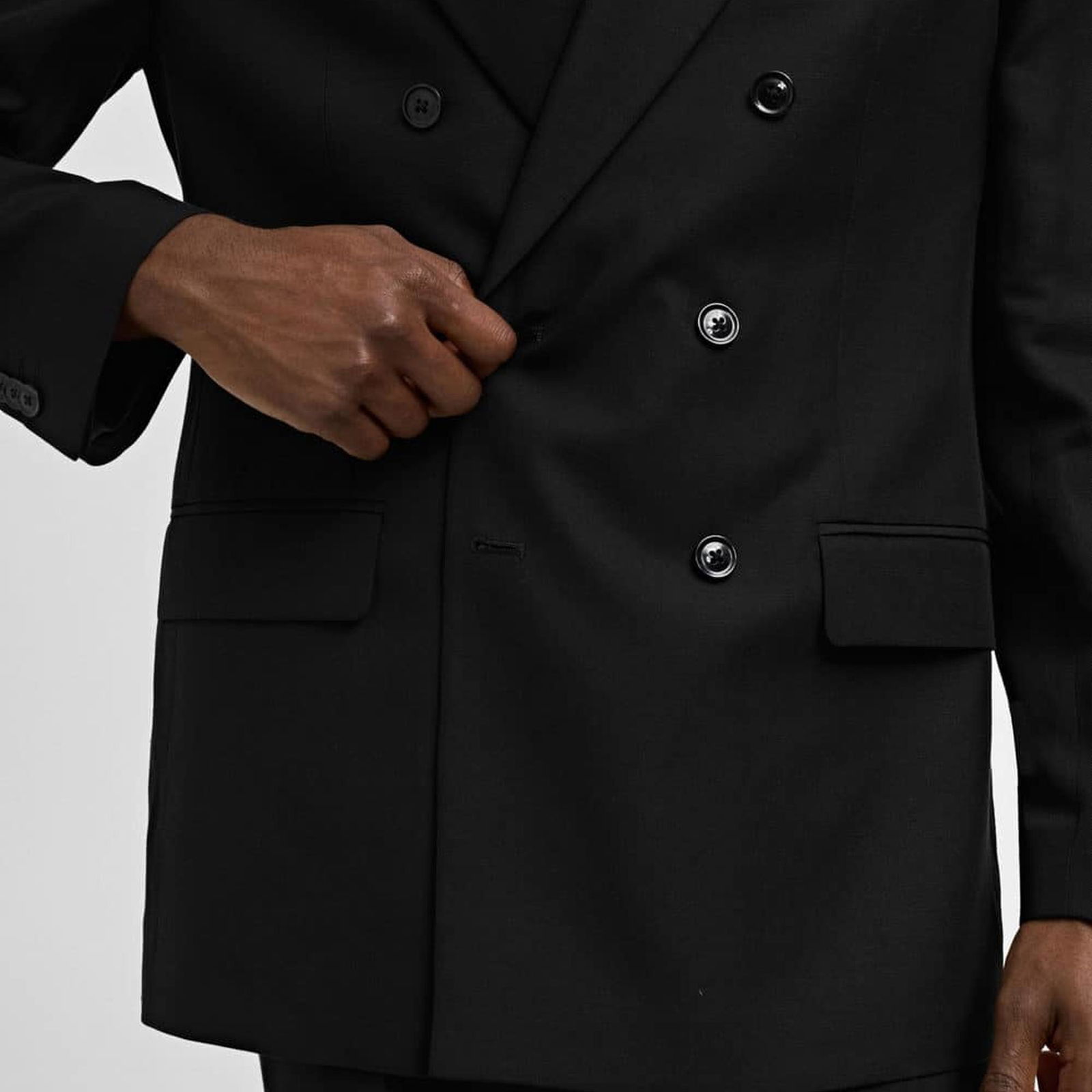 Mango Erkek Keten Lyocell Kruvaze Blazer Ceket Siyah