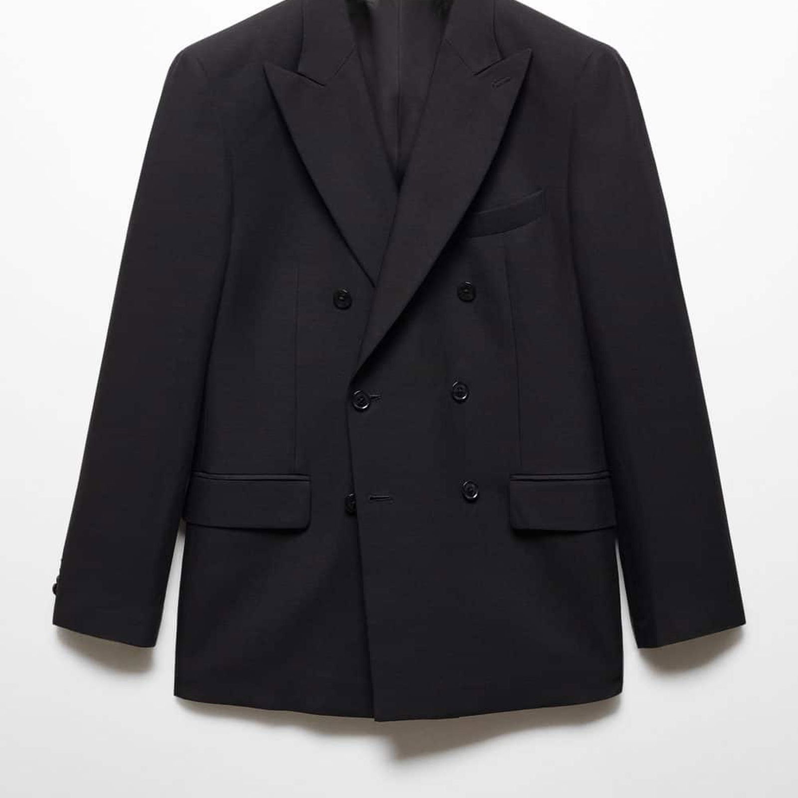 Mango Erkek Keten Lyocell Kruvaze Blazer Ceket Siyah