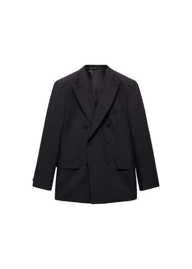  Mango Erkek Keten Lyocell Kruvaze Blazer Ceket Siyah