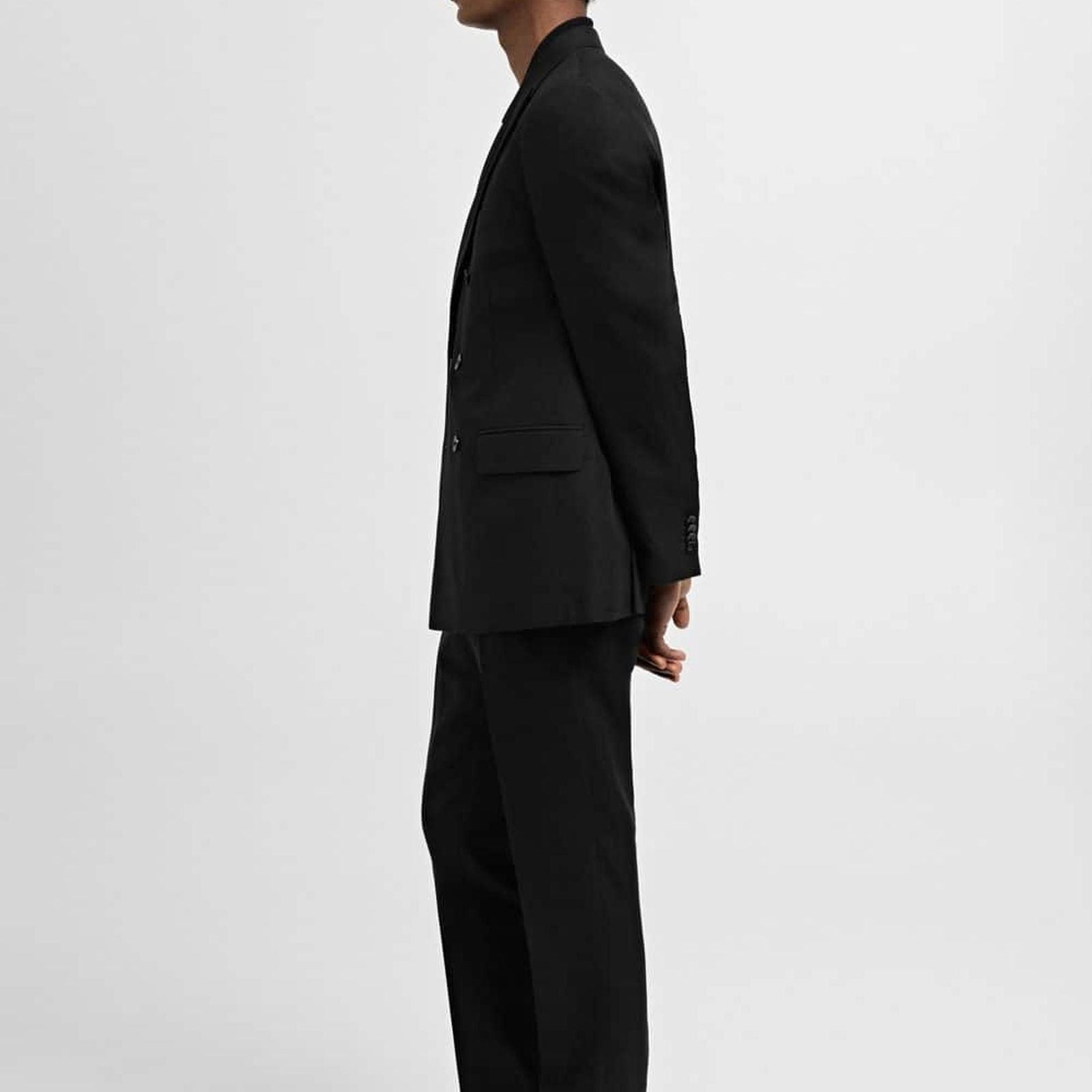 Mango Erkek Keten Lyocell Kruvaze Blazer Ceket Siyah