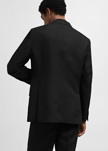  Mango Erkek Keten Lyocell Kruvaze Blazer Ceket Siyah