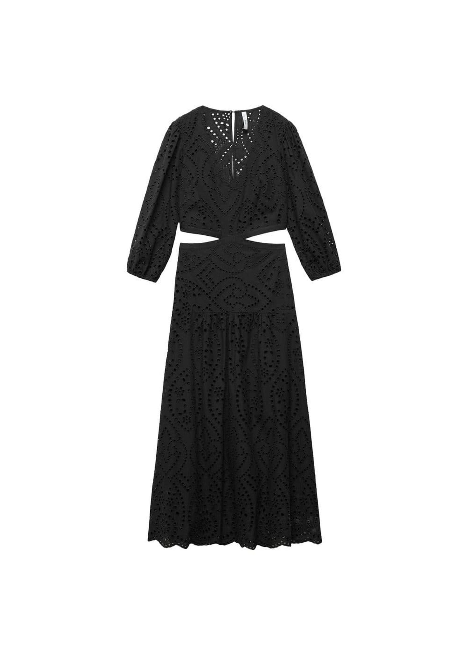 Mango Kadın Yırtmaçlı Işlemeli Elbise Siyah