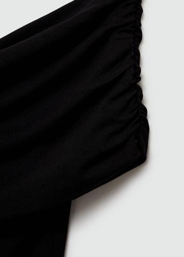  Mango Kadın Omzu Açık Kısa Elbise Siyah