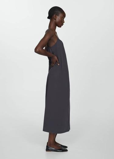  Mango Kadın Uzun Askılı Elbise Kahverengi
