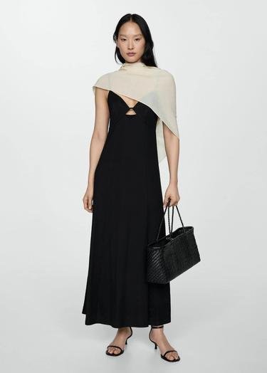  Mango Kadın Uzun Askılı Elbise Siyah