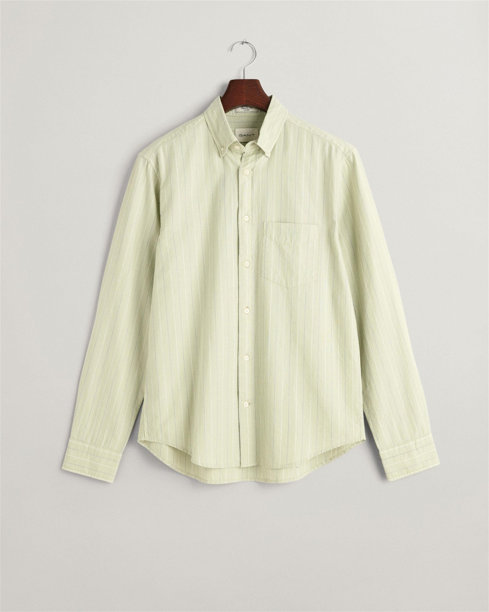 GANT Erkek Yeşil Regular Fit Düğmeli Yaka Çizgili Oxford Gömlek