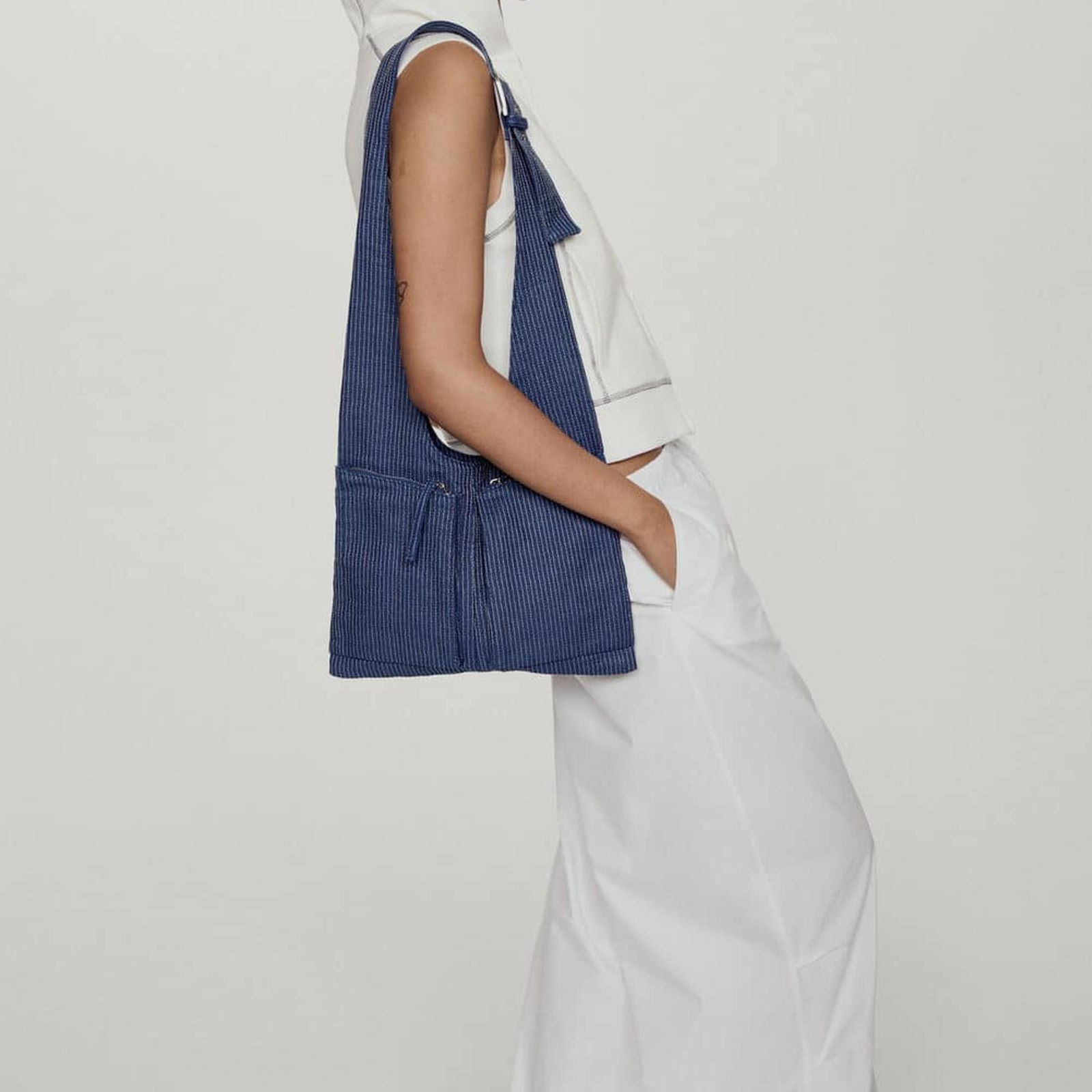 Mango Kadın Cepli Denim Çanta Koyu Mavi