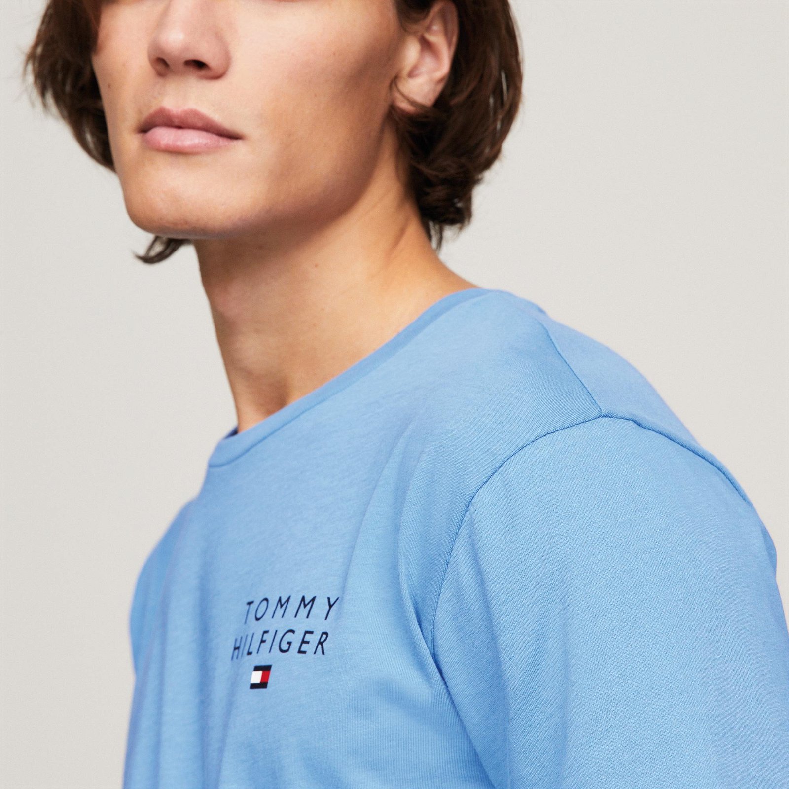 Tommy Hilfiger Logo Erkek Mavi T-Shirt