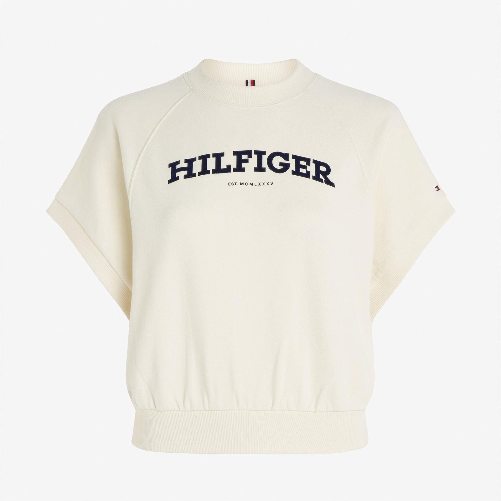Tommy Hilfiger Monotype Flock Essential Kadın Bej Sweatshirt